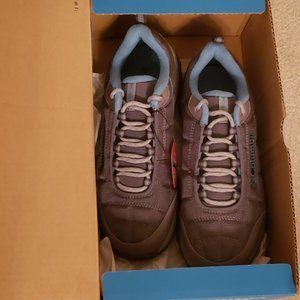 Columbia Firecamp Fleece Women's Hiking Boots Size 7.5 Dark Gray with Blue Trim